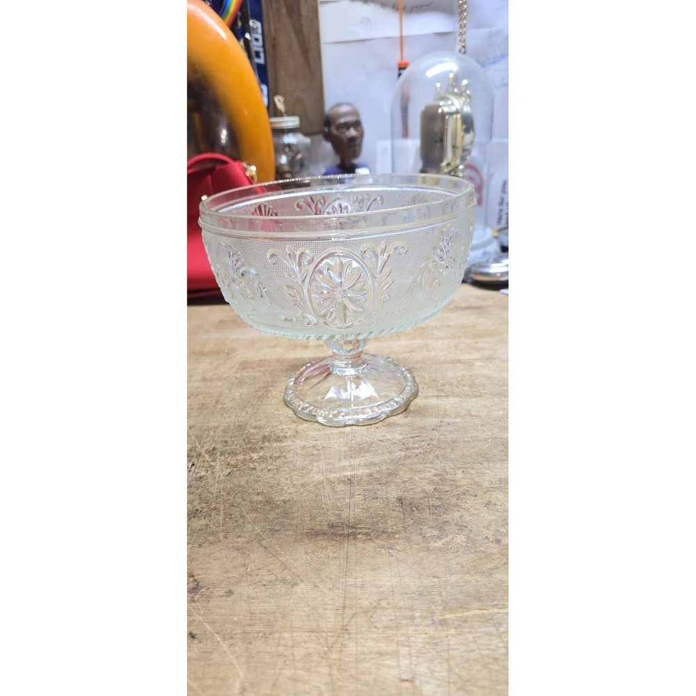 Vintage Indiana Glass TIARA Sandwich Glass CLEAR Compote Pedestal